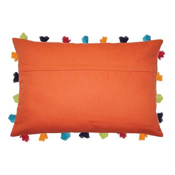 Lushomes Red Wood Sofa Cushion Cover Online with Colorful Tassels (Single pc, 14 x 20 inches) 2