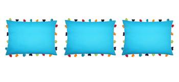 Lushomes Blue Sofa Cushion Cover Online with Colorful Tassels (Pack of 3 Pcs, 14 x 20 inches) 2
