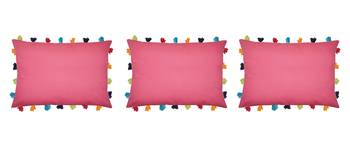 Lushomes Pink Sofa Cushion Cover Online with Colorful Tassels (Pack of 3 Pcs, 14 x 20 inches) 2