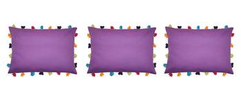 Lushomes Purple Sofa Cushion Cover Online with Colorful Tassels (Pack of 3 Pcs, 14 x 20 inches) 1