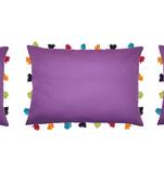 Lushomes Purple Sofa Cushion Cover Online with Colorful Tassels (Pack of 3 Pcs, 14 x 20 inches)