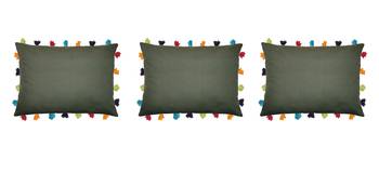 Lushomes Green Sofa Cushion Cover Online with Colorful Tassels (Pack of 3 Pcs, 14 x 20 inches) 2