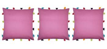 Lushomes Blue Sofa Cushion Cover Online with Colorful Tassels (Pack of 3 Pcs, 14 x 14 inches) 1