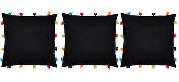 Lushomes Pirate Black Sofa Cushion Cover Online with Colorful Tassels (Pack of 3 Pcs, 14 x 14 inches) 2