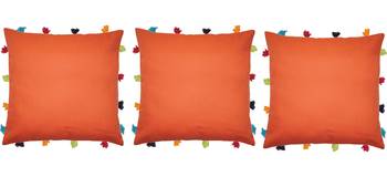 Lushomes Red Wood Sofa Cushion Cover Online with Colorful Tassels (Pack of 3 Pcs, 14 x 14 inches) 2