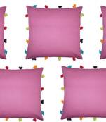 Lushomes Blue Sofa Cushion Cover Online with Colorful Tassels (Pack of 5 Pcs, 14 x 14 inches)