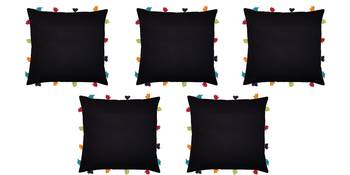 Lushomes Pirate Black Sofa Cushion Cover Online with Colorful Tassels (Pack of 5 Pcs, 14 x 14 inches) 2