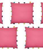 Lushomes Pink Sofa Cushion Cover Online with Colorful Tassels (Pack of 5 Pcs, 14 x 14 inches)