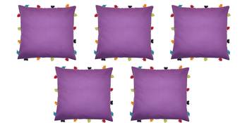 Lushomes Purple Sofa Cushion Cover Online with Colorful Tassels (Pack of 5 Pcs, 14 x 14 inches) 3
