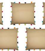 Lushomes YellowSofa Cushion Cover Online with Colorful Tassels (Pack of 5 Pcs, 14 x 14 inches)