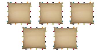 Lushomes YellowSofa Cushion Cover Online with Colorful Tassels (Pack of 5 Pcs, 14 x 14 inches) 3