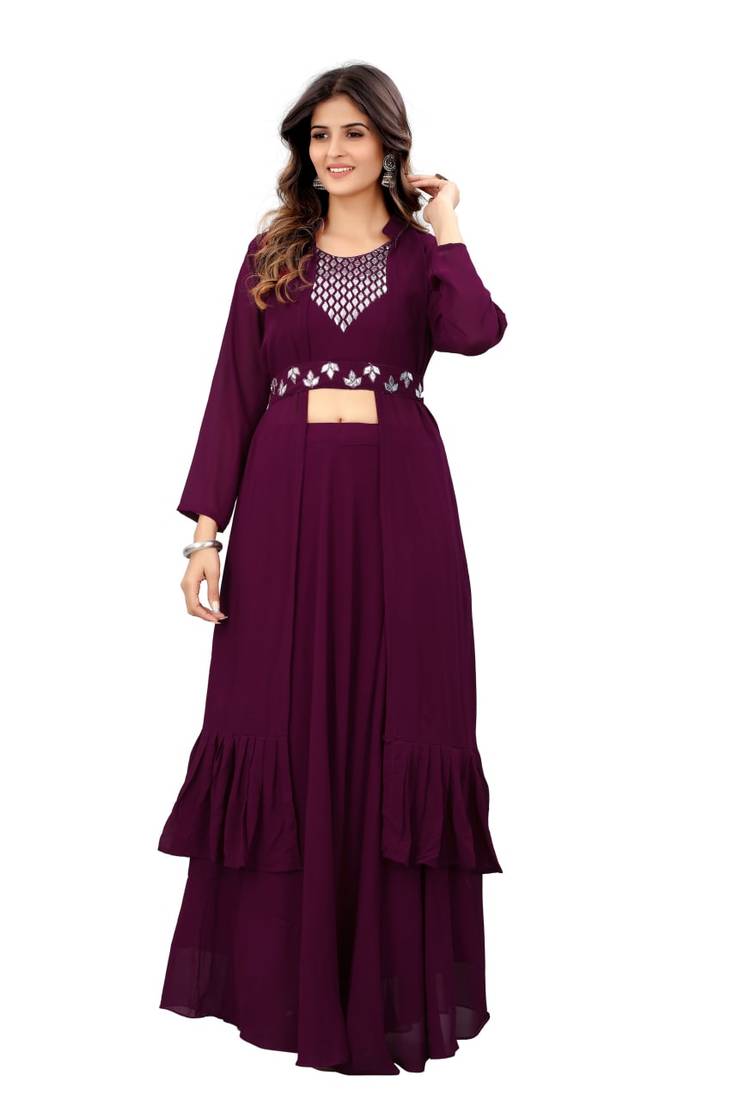 Women Embroidered Georgette Anarkali Kurta