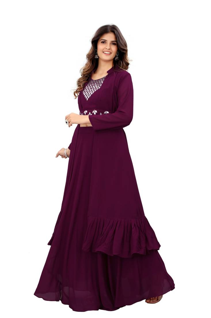 Women Embroidered Georgette Anarkali Kurta