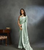 Light green woven linen saree with blouse