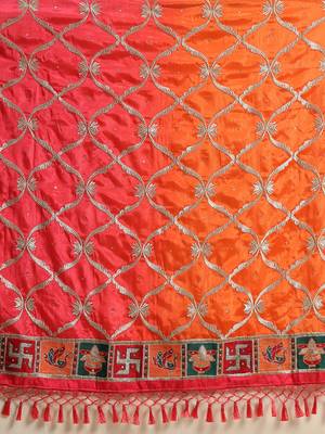 Pink embroidered silk blend saree with blouse 3
