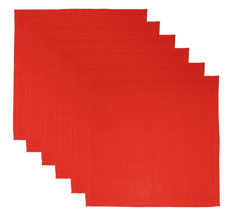 Lushomes Red 6 Cotton Mats & 6 Plain Cotton Napkins (12 pcs)