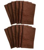 Lushomes Brown Super Soft and Fluffy Hand Towels (Size: 16 x 24 Inches, Pack of 12, 450 GSM)
