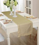 Lushomes Cream Cotton Dining Table Runner with Ladder Lace (Size 30 x 180 cms, Single Pc)