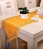 Lushomes Orange Dining Table Runner with Blue Contrasting Cord (Size 30 x 180 cms, Single Pc)