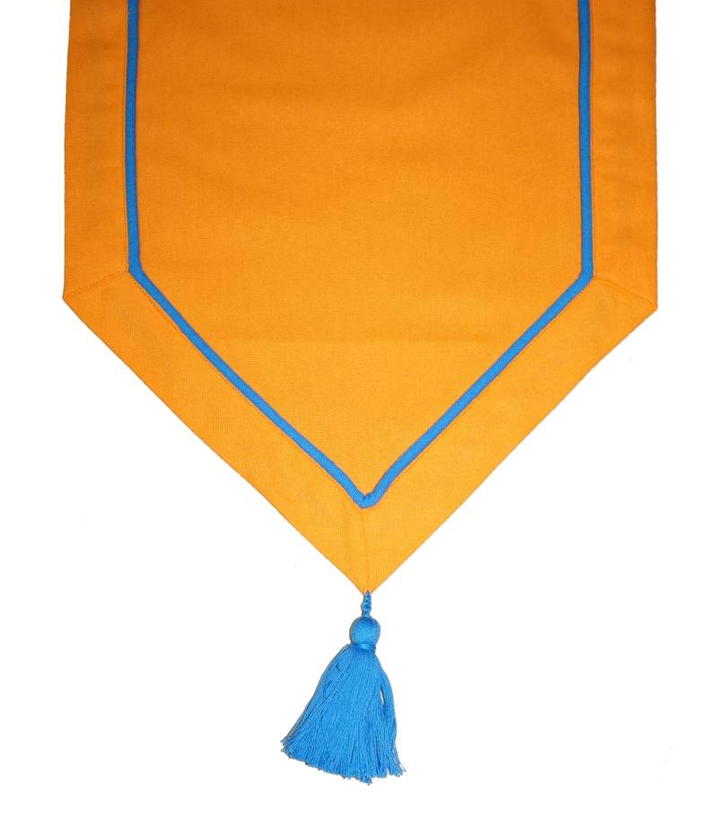 Lushomes Orange Dining Table Runner with Blue Contrasting Cord (Size 30 x 180 cms, Single Pc)