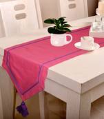 Lushomes Pink dIning Table Runner with Purple Contrasting Cord (Size 30 x 180 cms, Single Pc)