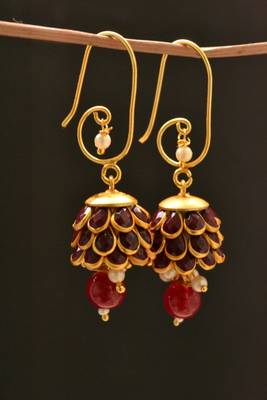 Maroon onyx jhumkas 2