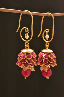 Pink onyx jhumkas