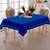 Lushomes Blue Table Cover Linen with Modern Border (40 x 40 Inches, Single Pc)