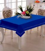 Lushomes Blue Table Cover Linen with Modern Border (40 x 40 Inches, Single Pc)