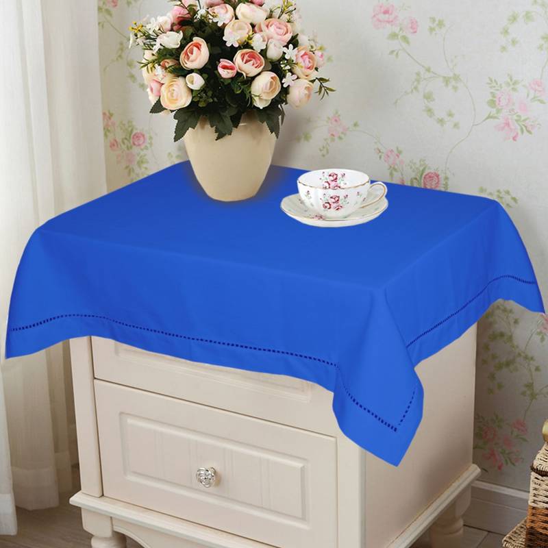 Lushomes Blue Table Cover Linen with Modern Border (40 x 40 Inches, Single Pc)