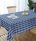 Lushomes Buffalo Checks Royal Blue Plaid Dining Table Cover Cloth (Size 60 x 84 inches, 6 Seater Table Cloth)