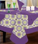 LUSHOMES Bold Printed 4 Seater Table Linen Set (1 Table Cloth 60 x 60 inches + 1 Runner + 4 Napkins)