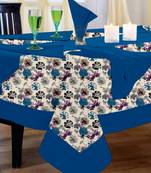 Lushomes Watercolor Printed 4 Seater Table Linen Set (1 Table Cloth 60 x 60 inches + 1 Runner + 4 Napkins)