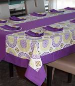 LUSHOMES Bold Printed 12 Seater Table Linen Set (1 Table Cloth- 72 x 120 inches, 1 Runner, 12 Napkins)