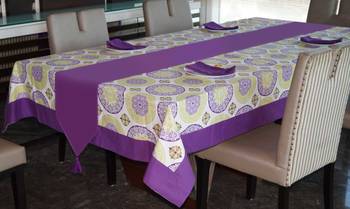 LUSHOMES Bold Printed 12 Seater Table Linen Set (1 Table Cloth- 72 x 120 inches, 1 Runner, 12 Napkins) 2