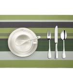 Lushomes Green & Grey Waterproof PVC Table Placematsin Reusable PVC Bag (13 x 18 inches, Pack of 6)