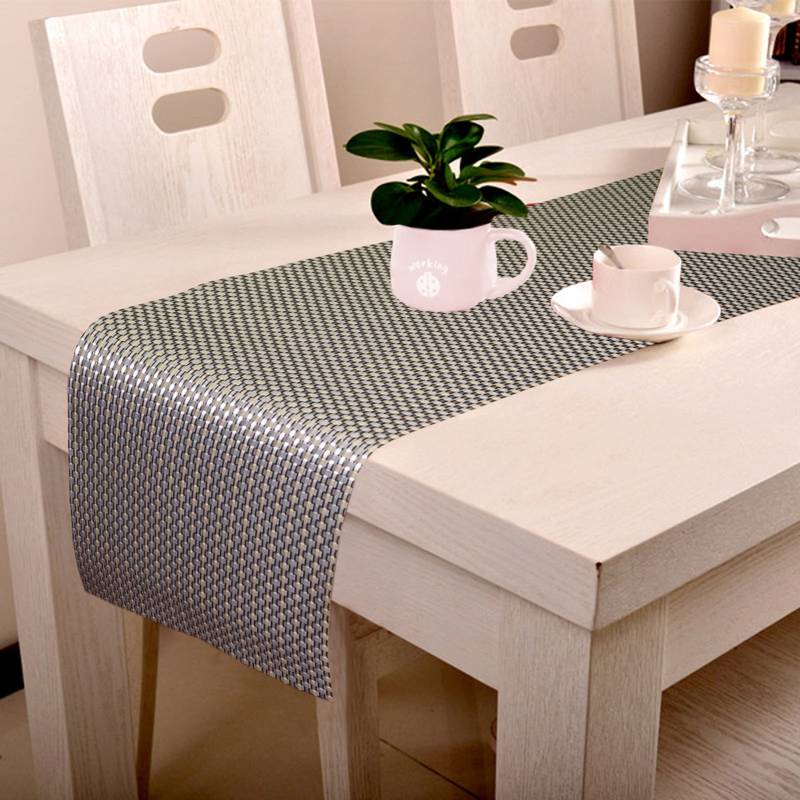 Lushomes Black & Gold Waterproof and Heat Resistant PVC Runner (12 x 70 inches, Single Pc)