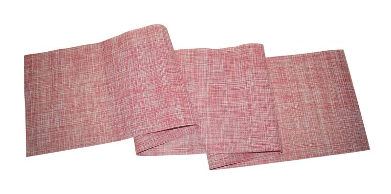 Lushomes Red Jacquard Waterproof and Heat Resistant PVC Runner (12 x 70 inches, Single Pc)