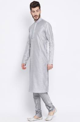 Namaskar Silver Solid silk men-kurtas 2