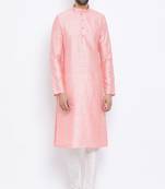Namaskar Pink Solid silk men-kurtas