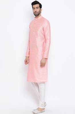 Namaskar Pink Solid silk men-kurtas 2