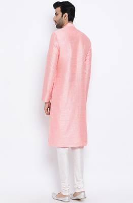 Namaskar Pink Solid silk men-kurtas 3
