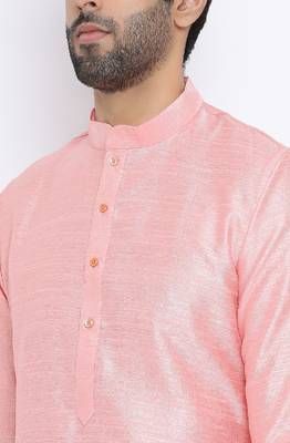 Namaskar Pink Solid silk men-kurtas 4