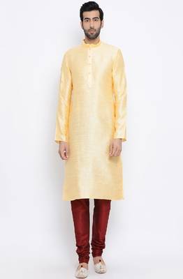 Namaskar Gold Solid silk men-kurtas 1