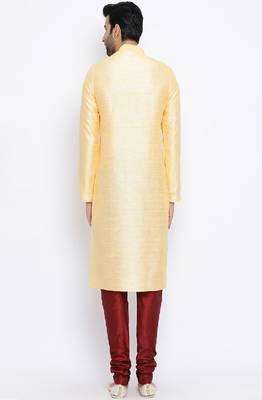 Namaskar Gold Solid silk men-kurtas 3