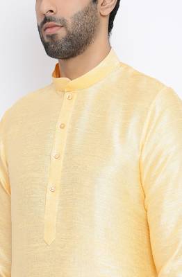Namaskar Gold Solid silk men-kurtas 4