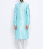 Namaskar Sky Blue Solid silk men-kurtas