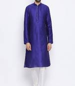 Namaskar Royal Blue Solid dupion silk men-kurtas