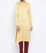 Namaskar Mustard Solid rayon men-kurtas