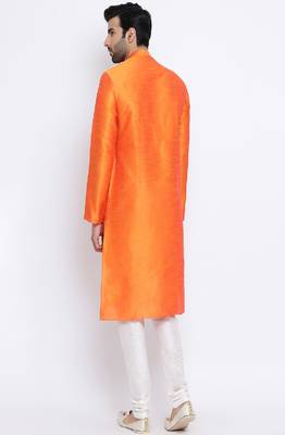 Namaskar Orange Solid dupion silk men-kurtas 3